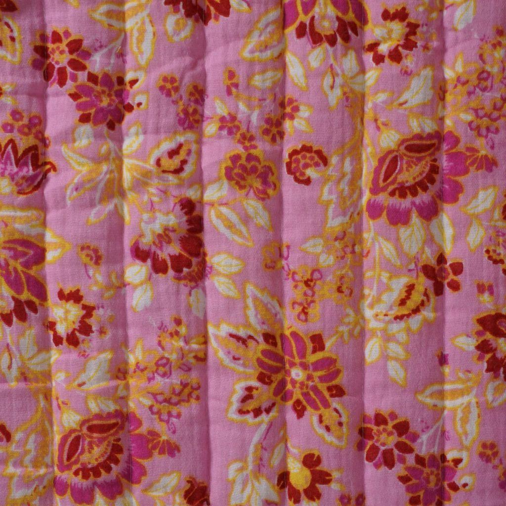 Musselin Stepper Doubleface Blüten Rauten pink orange